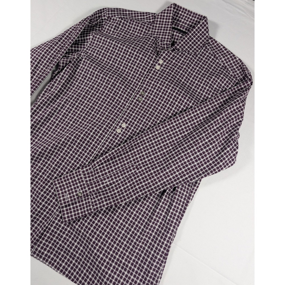 Bogosse Purple White Gingham Button Down Shirt Sz 4 TEO D55